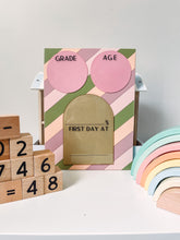 Load image into Gallery viewer, Pink and Sage Green Stripes Personalized First Day of School Sign Back to School Board
