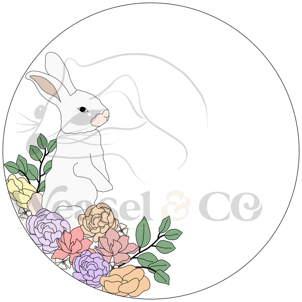 Easter Bunny in a bed of Flowers Digital Template for Scrollsaw Artists