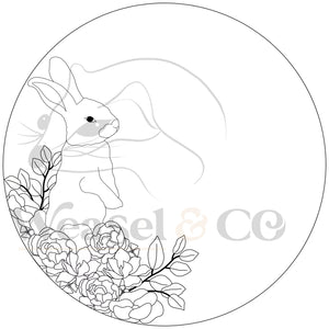 Easter Bunny in a bed of Flowers Digital Template for Scrollsaw Artists