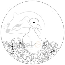 Load image into Gallery viewer, Easter Duckling in a bed of Flowers Digital Template for Scrollsaw Artists
