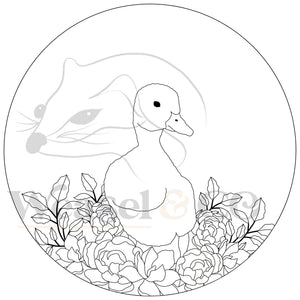 Easter Duckling in a bed of Flowers Digital Template for Scrollsaw Artists