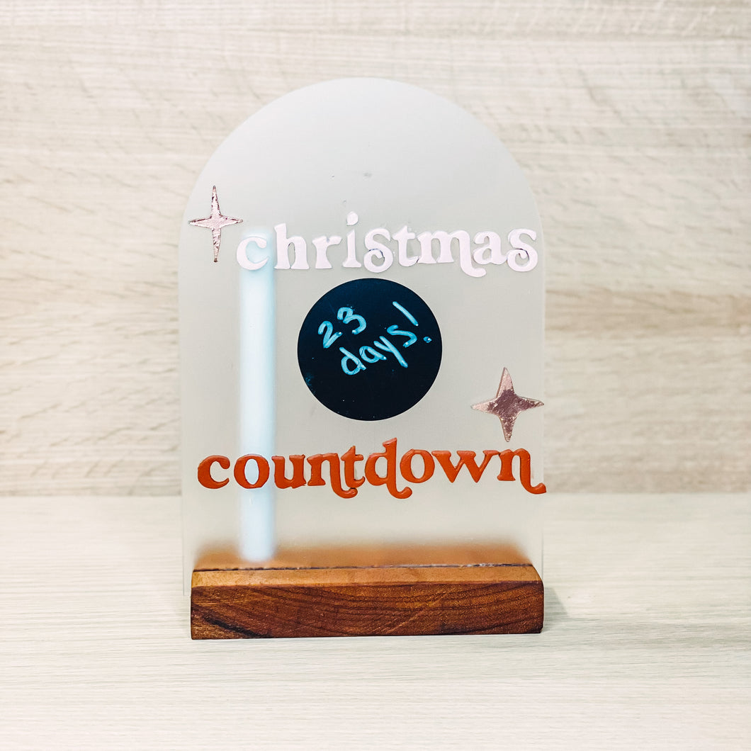 Christmas Countdown Chalkboard Acrylic- Red & Pink