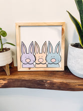 Load image into Gallery viewer, Three Bunnies Easter Spring Wooden Sign
