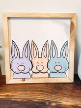 Load image into Gallery viewer, Three Bunnies Easter Spring Wooden Sign
