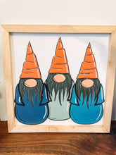 Load image into Gallery viewer, Three Gnomes With Carrot Hats Spring Easter Wood Sign
