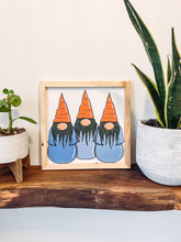 Load image into Gallery viewer, Three Gnomes With Carrot Hats Spring Easter Wood Sign
