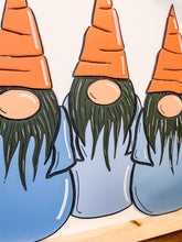 Load image into Gallery viewer, Three Gnomes With Carrot Hats Spring Easter Wood Sign
