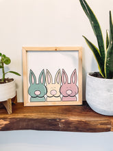 Load image into Gallery viewer, Three Bunnies Easter Spring Wooden Sign
