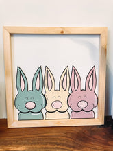 Load image into Gallery viewer, Three Bunnies Easter Spring Wooden Sign
