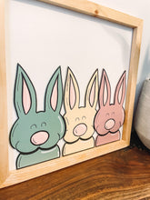 Load image into Gallery viewer, Three Bunnies Easter Spring Wooden Sign
