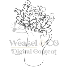 Load image into Gallery viewer, Water Jug with Flowers Digital Template for Scrollsaw Artists
