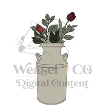 Load image into Gallery viewer, Milk Can with Flowers Digital Template for Scrollsaw Artists
