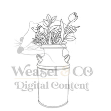 Load image into Gallery viewer, Milk Can with Flowers Digital Template for Scrollsaw Artists
