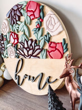 Load image into Gallery viewer, Home Wooden Sign with Red Florals
