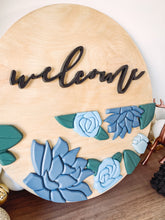 Load image into Gallery viewer, Welcome Sign with Blue Florals
