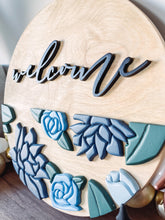 Load image into Gallery viewer, Welcome Sign with Blue Florals
