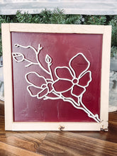 Load image into Gallery viewer, Floral Line Art Sign with Burgundy Background
