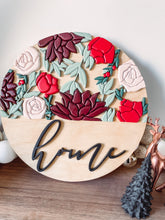 Load image into Gallery viewer, Home Wooden Sign with Red Florals
